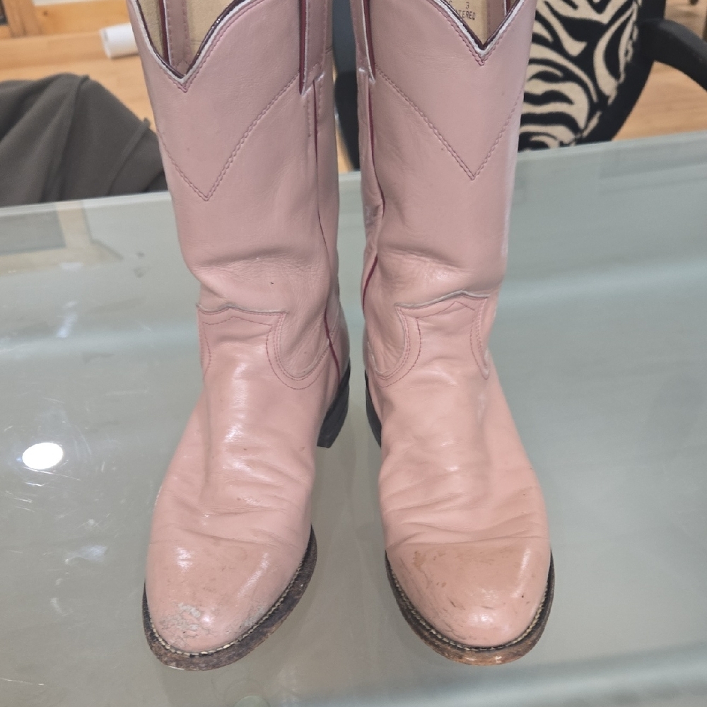 Justin Boots Pink Leather Heeled Boots